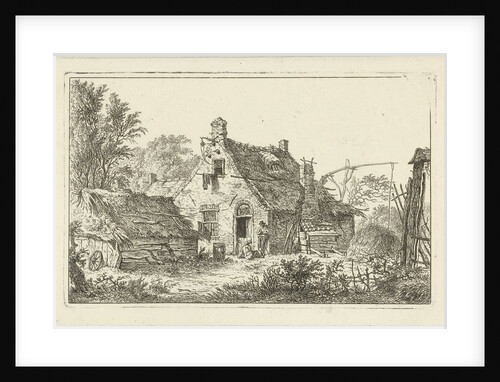 Farm with standing man and woman sitting by Hermanus Fock