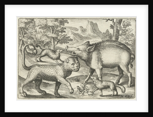 Leopard, boar, and two dogs by Nicolaes de Bruyn