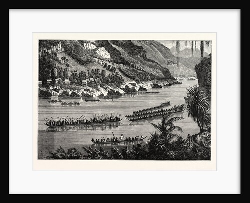 Barges on the Mekong River, Cambodia. by Anonymous