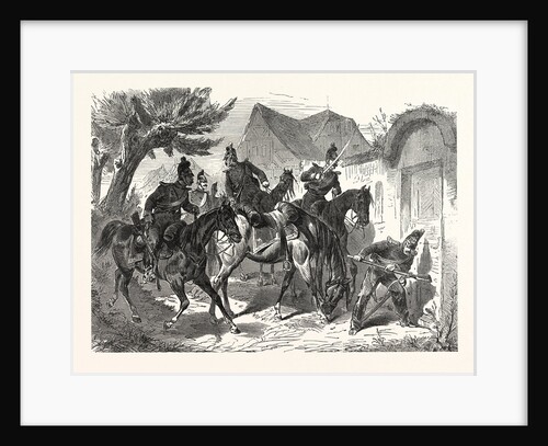 Bavarian Cavalry Patrol in a French Village, France by Anonymous