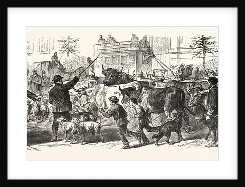 Flee of the Country People with Their Herds to Paris, France by Anonymous