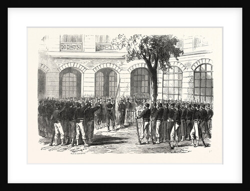 Francs-Tireurs of Paris Pledge Allegiance to Their Commander Aronsohn and to the Flag, to Conquer or Die. France by Anonymous