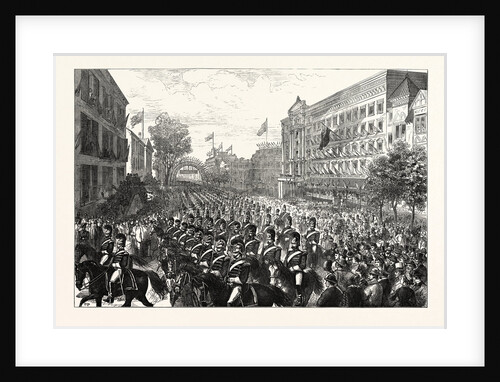 The Centennial Celebration of American Independence: The Fourth of July at Philadelphia: The Military Procession, City Troops Passing Through Broad-Street, 1876 by Anonymous