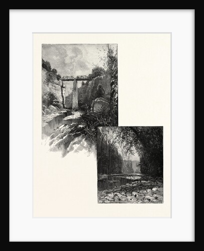 The Bridge, Irvine River, Elora; Elm Vista, Grand River, Elora, Canada by Anonymous