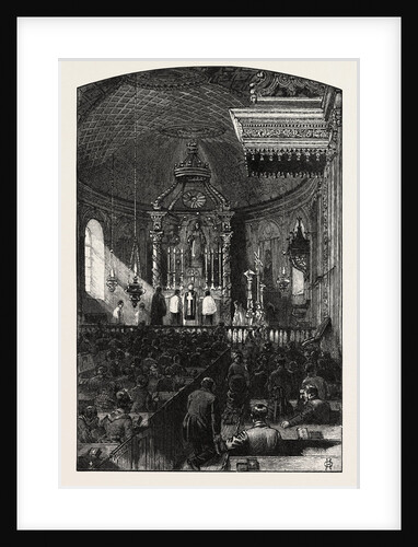 French Canadian Life, Interior of Parish Church, Canada by Anonymous