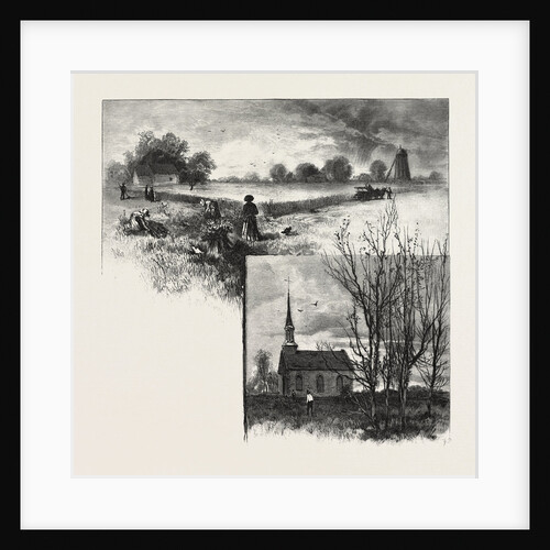 Manitoba: A Half-Breed Farm (Top), Kildonan Church (Bottom), Canada by Anonymous