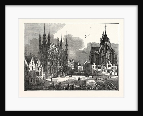 The Townhall and Church of St. Peter, Louvain, Belgium by Anonymous