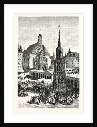 Schone Brunnen and the Frauenkirche, Nuremberg, Germany by Anonymous