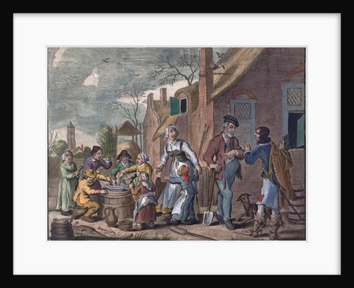 Outdoor Eating. Etching from Around 1620 by Anonymous