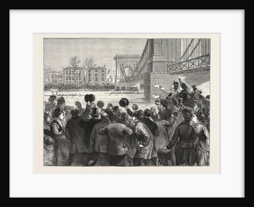 The University Boat Race the Struggle at Hammersmith Bridge. Cambridge Leading, London by Anonymous