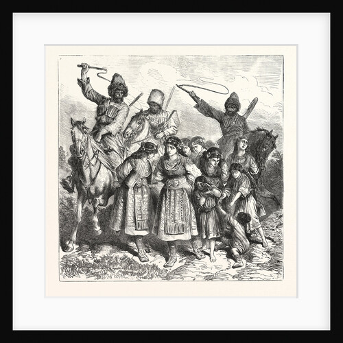 The Turko Servian War, Circassians Carying Off Bulgarian Women and Children, Turkey, Serbia by Anonymous