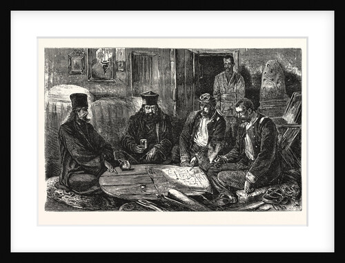 The War, Servian Staff Officers and Monks Holding a Council of War in the Monastery of St. Arandjel by Anonymous