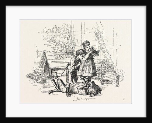 Caught in the Act, Boy, Girl, Chicken, Fox, Farm by Anonymous