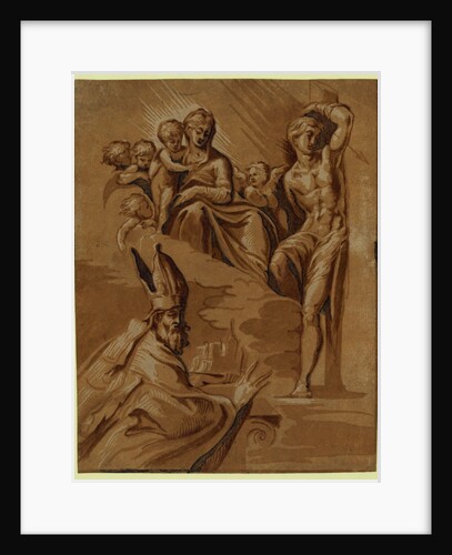 The Virgin, St. Sebastian and a Holy Bishop by Anonymous