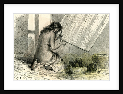 Conibos Woman Weaving 1869 Peru by Anonymous