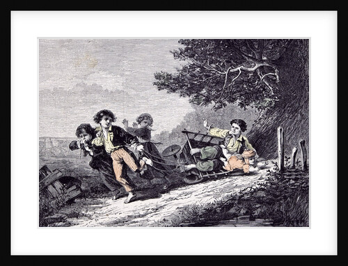 Children with a Cart in 1870 by Anonymous