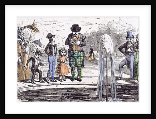 Holiday Group in Hampton Court Gardens London 1843 by Anonymous