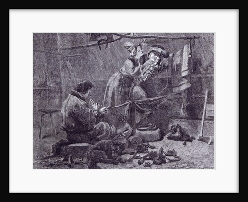 Fisherman's Hut with Family in Lapland, 1862 by Anonymous
