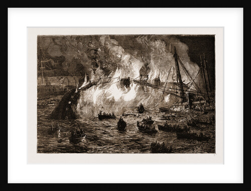 Burning Of The French Ironclad richelieu At Toulon, France by Anonymous