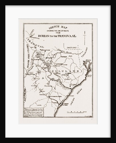 Sketch Map Showing The Road From Durban To The Transvaal, South Africa by Anonymous