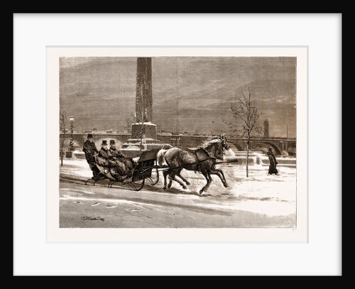 The Late Frost: The Prince Of Wales Sleighing On The Thames Embankment, UK by Anonymous