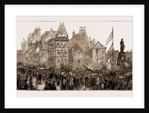 The Stephenson Centenary Celebration At Newcastle-on-tyne: The Cart-horse Procession: The Armstrong Gun Passing The Stephenson Monument, Newcastle by Anonymous