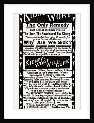 Kidney Wort, 1880, USA by Anonymous