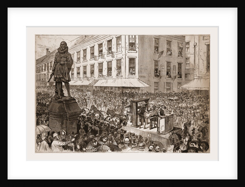 The Boston Celebration—the Procession Passing The Winthrop Statue by Anonymous