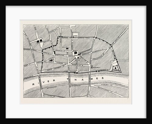Part of Modern London, Map, Showing the Ancient Wall by Anonymous