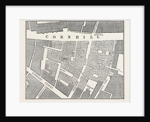 Map Showing the Extent of the Great Fire in Cornhill in 1748 by Anonymous