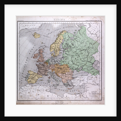 Europe, Europa, antique map 1869 by Th. von Liechtenstern and Henry Lange