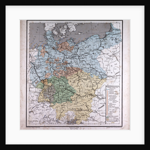 Germany, antique map 1869 by Th. von Liechtenstern and Henry Lange