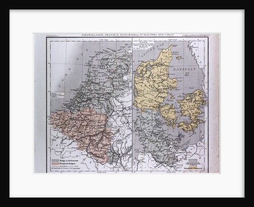 The Netherlands, Belgium, Danmark, Schleswig-Holstein, antique map 1869 by Th. von Liechtenstern and Henry Lange