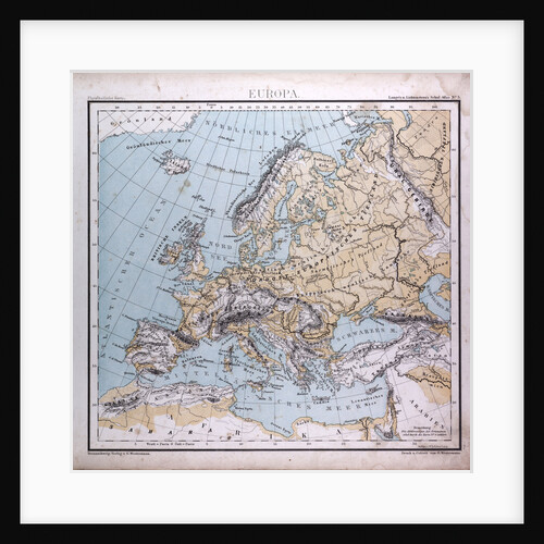 Europe, antique map 1869 by Th. von Liechtenstern and Henry Lange