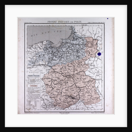 Germany, Prussia, Poland, antique map 1869 by Th. von Liechtenstern and Henry Lange