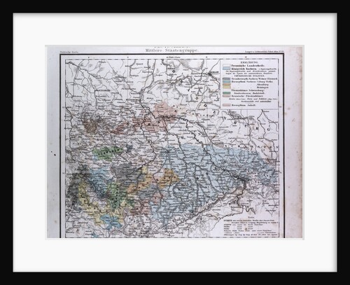 Germany, Deutschland, antique map 1869 by Th. von Liechtenstern and Henry Lange