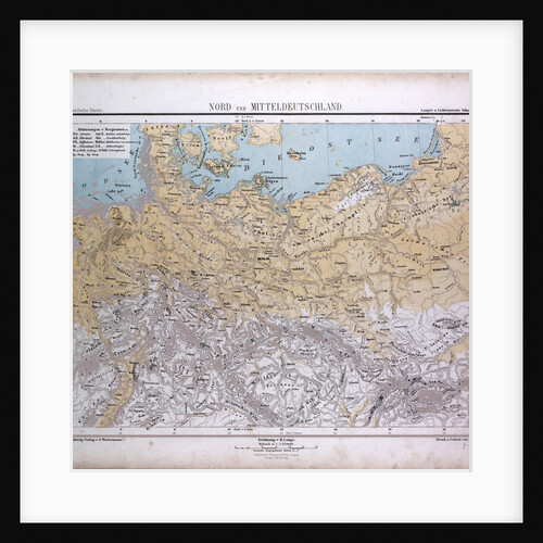 North and Middle Germany, Nord und Mittel Deutschland, antique map 1869 by Th. von Liechtenstern and Henry Lange