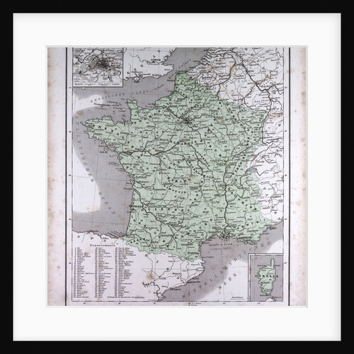France, antique map 1869 by Th. von Liechtenstern and Henry Lange
