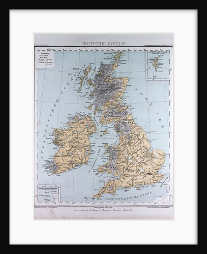 Great Britain and Ireland, antique map 1869 by Th. von Liechtenstern and Henry Lange