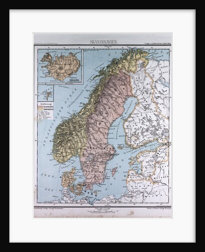 Scandinavia, Northern Europe, antique map 1869 by Th. von Liechtenstern and Henry Lange