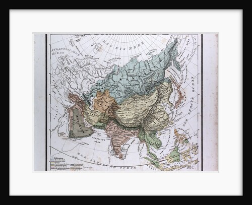 Asia Map, antique map 1869 by Th. von Liechtenstern and Henry Lange