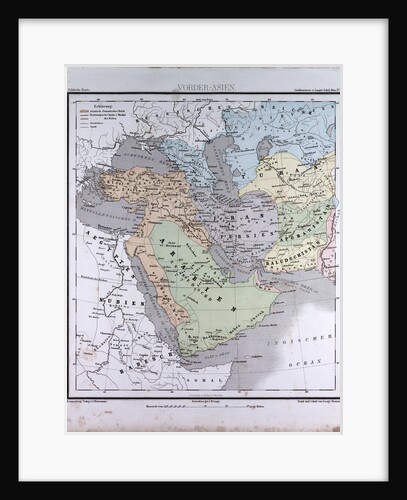 Western Asia or West Asia, antique map 1869 by Th. von Liechtenstern and Henry Lange