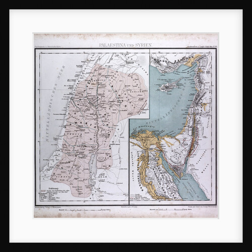 Israel, Syria, Palestina, antique map 1869 by Th. von Liechtenstern and Henry Lange