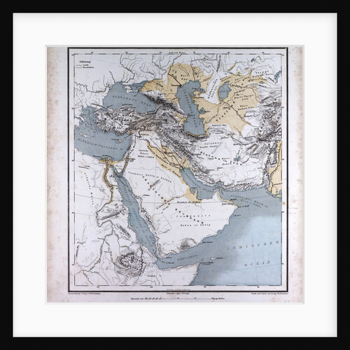 Western Asia or West Asia, antique map 1869 by Th. von Liechtenstern and Henry Lange