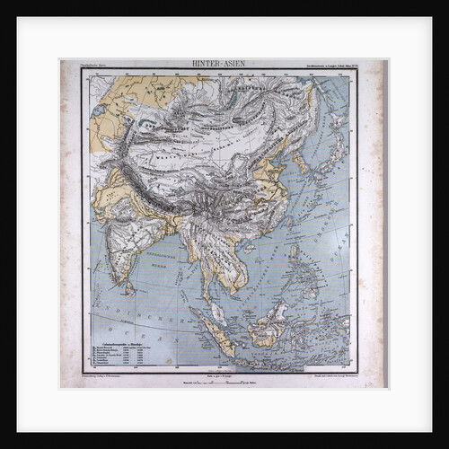 Asia, antique map 1869 by Th. von Liechtenstern and Henry Lange