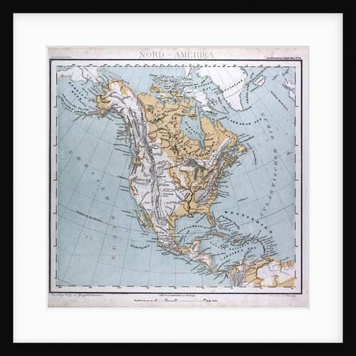 North America Map, antique map 1869 by Th. von Liechtenstern and Henry Lange