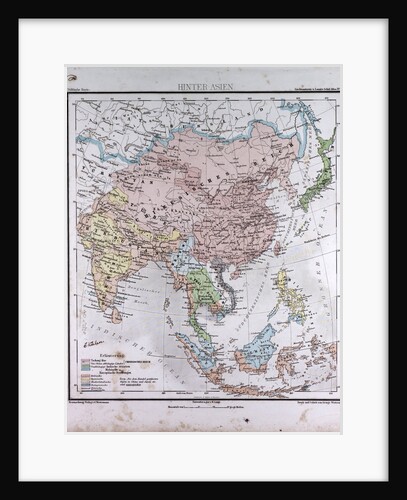 Asia, antique map 1869 by Th. von Liechtenstern and Henry Lange