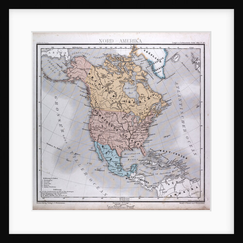 North America Map, antique map 1869 by Th. von Liechtenstern and Henry Lange
