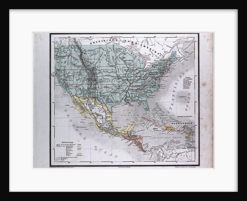 North American and Central America, antique map 1869 by Th. von Liechtenstern and Henry Lange
