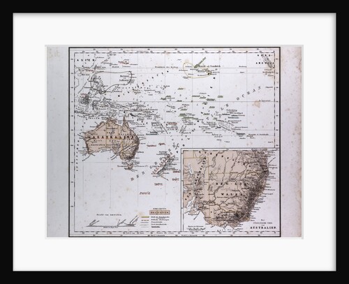 Australia and Oceania Map, antique map 1869 by Th. von Liechtenstern and Henry Lange
